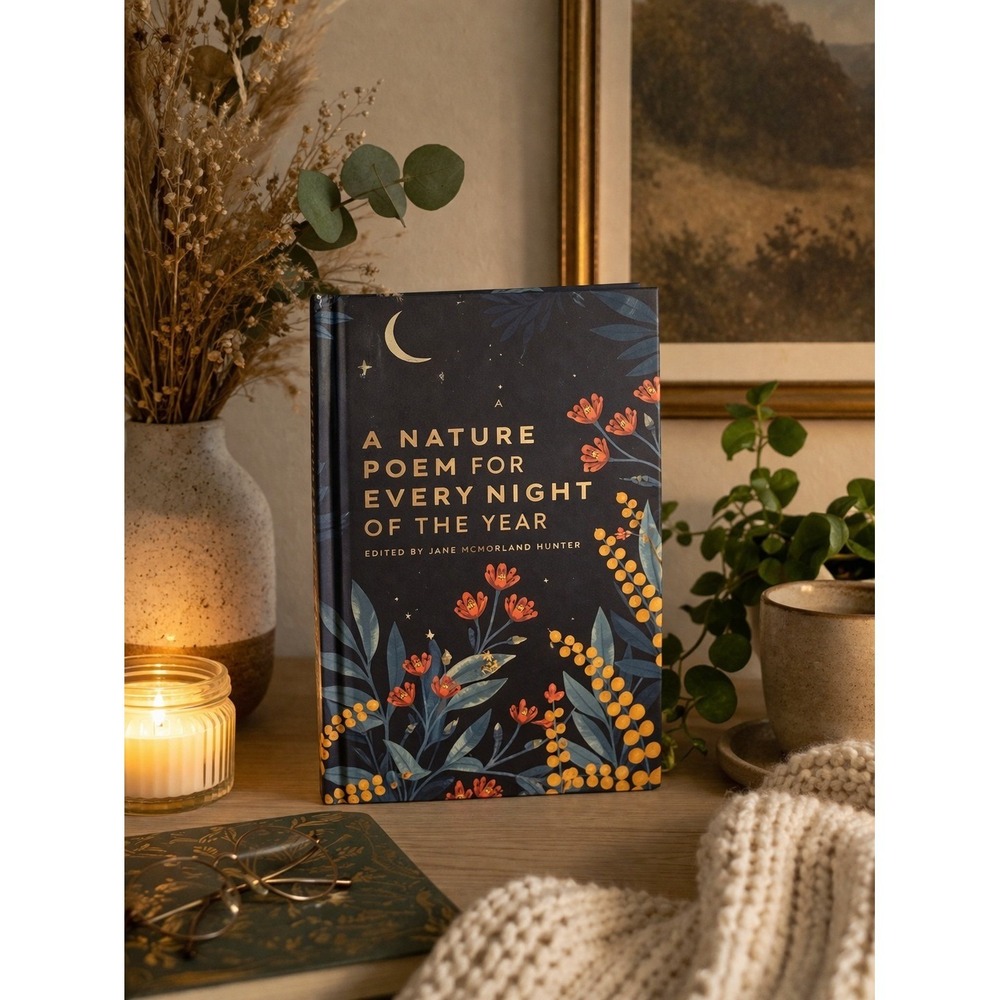 Nature Poetry Book 365 Poems Every Night Bedside Botanical Illustrated Hardcover